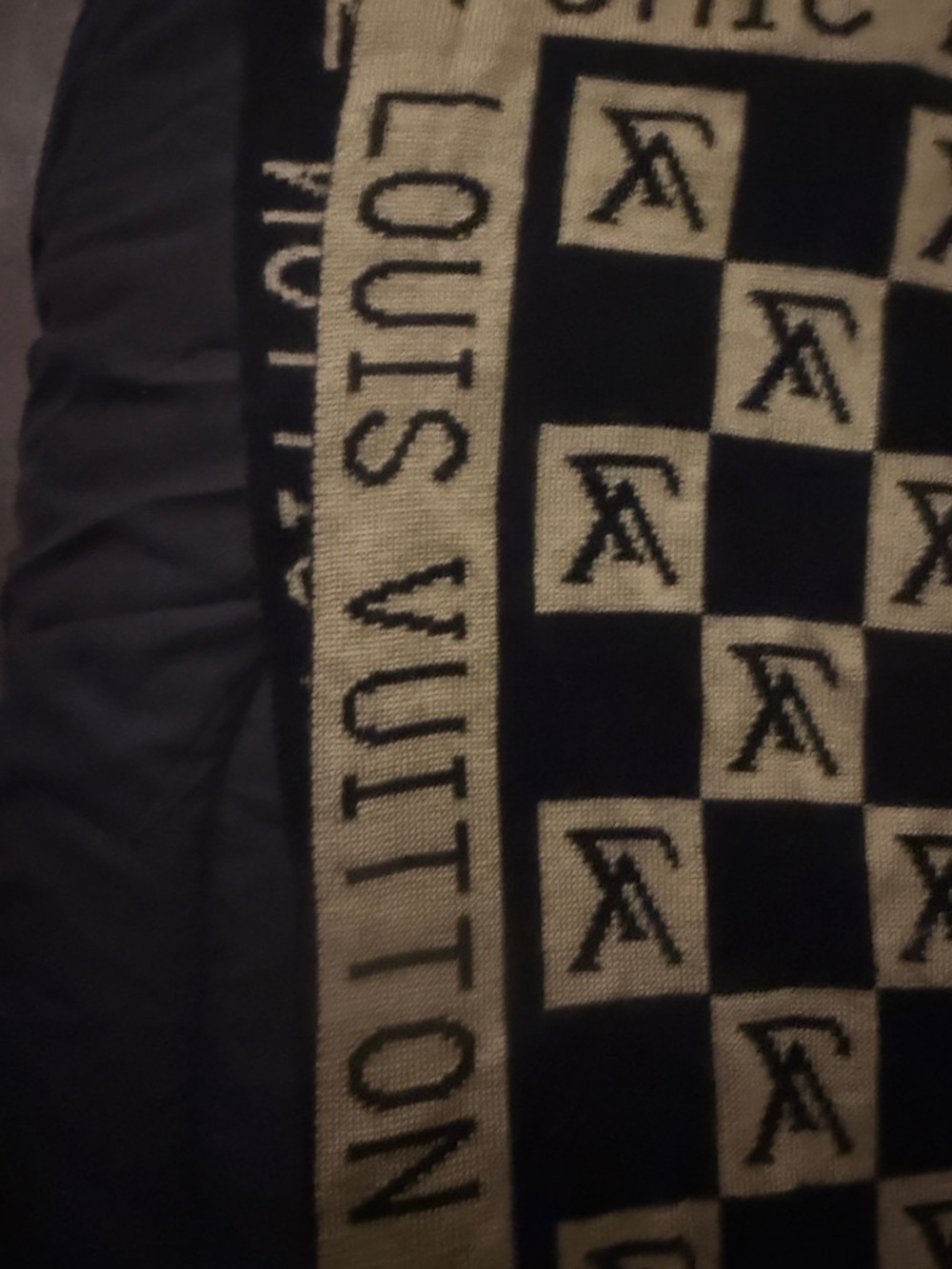 Louis Vuitton Black and Beige Checkerboard Logo Throw - Picture 5 of 5
